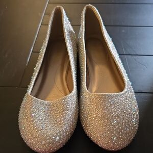 Dream Pairs Crystal Embellished Ballet Flats - Champagne